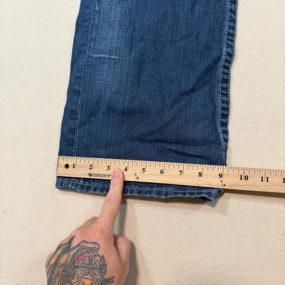 True Religion Section Straight Jeans Mens 38x32.5 Blue Denim Red Contrast Stitch